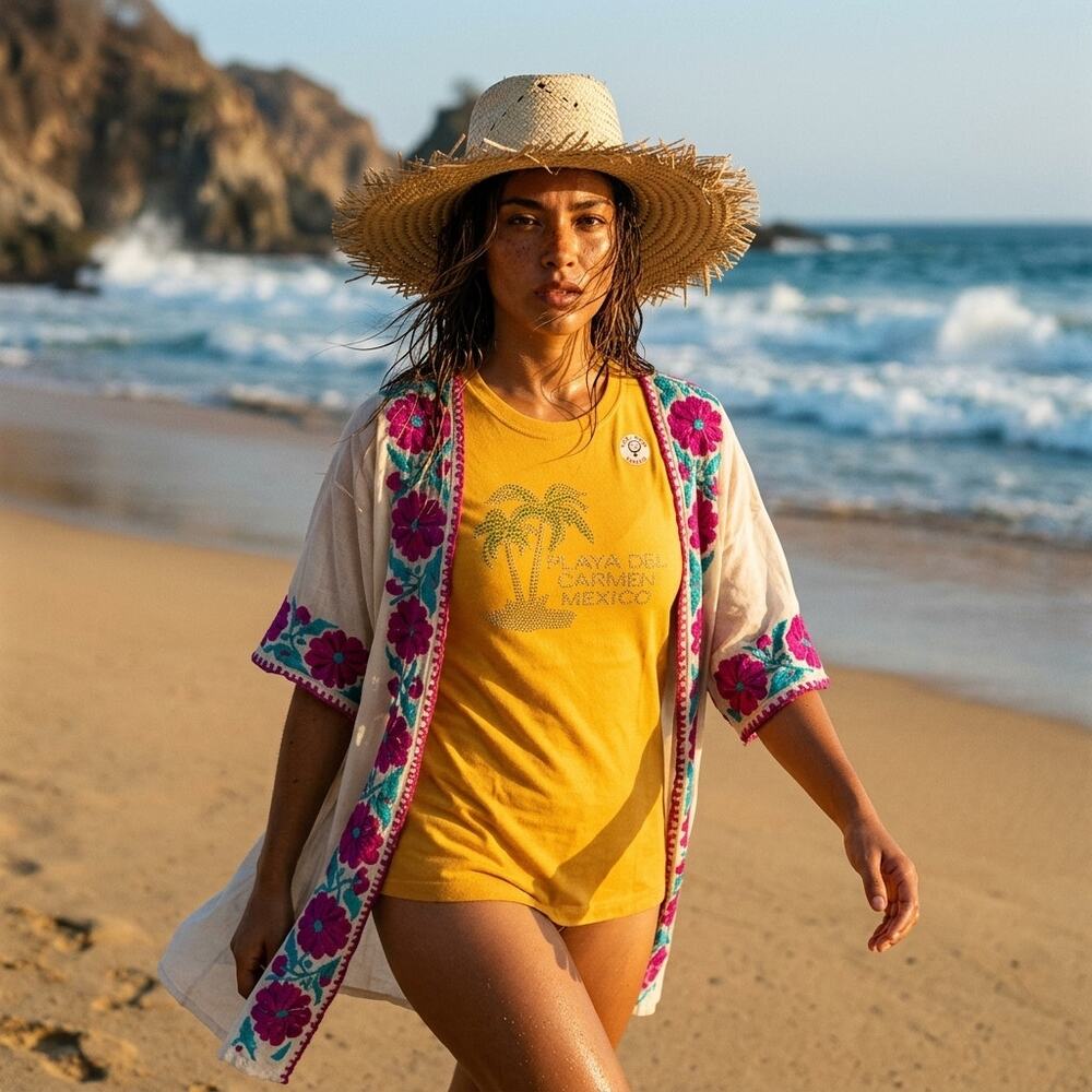 Yellow T shirt size MEDIUM  16X23 inches  Playa del carmen